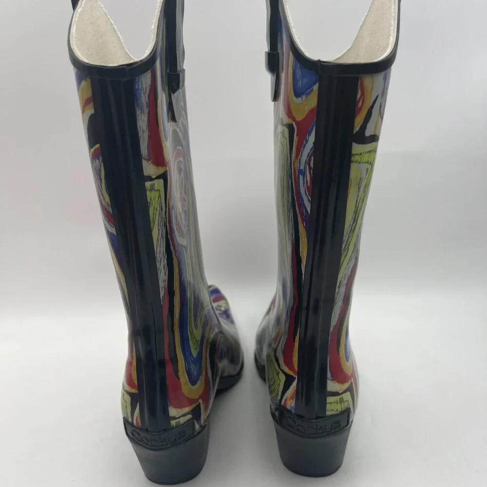 Corkys‎ Nomad Funky Multicolor Abstract Rubber Western Cowboy Rain Boot
